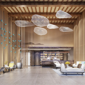 现代公司大堂 公司接待区 前台